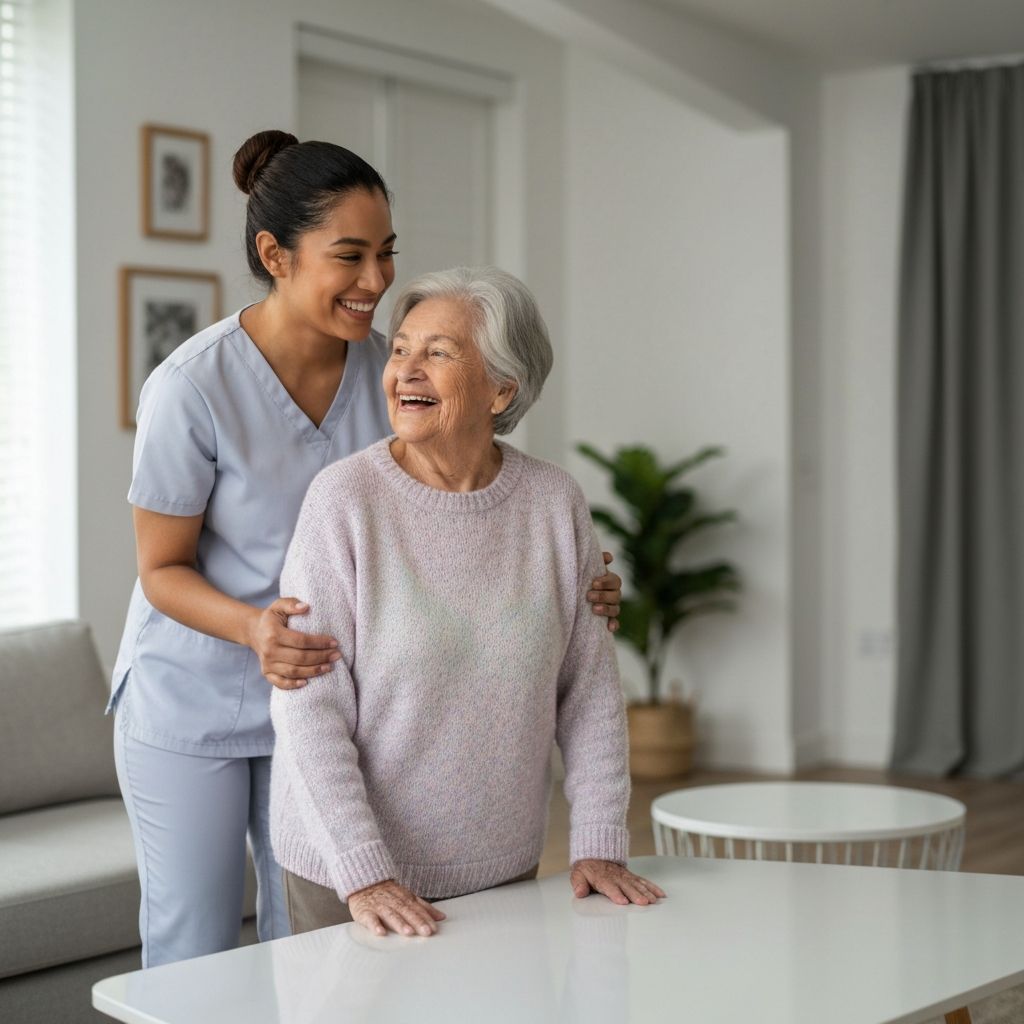 Elderly care professional providing compassionate support