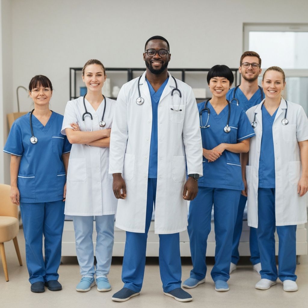 Diverse healthcare team ready to provide care